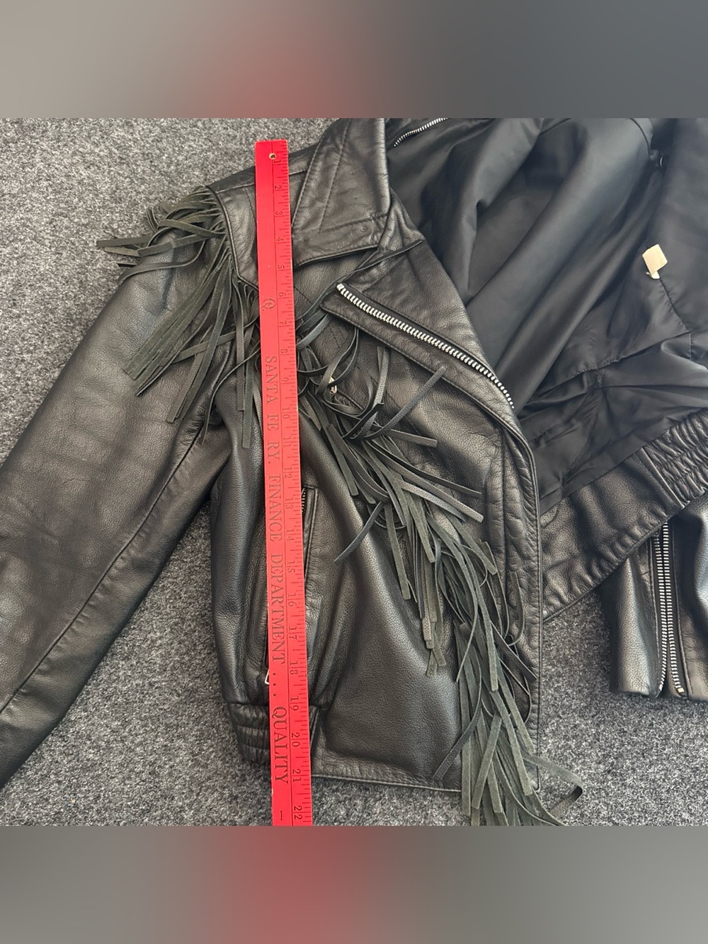 Harley-Davidson-esque Black Leather Fringe Motorcycle Jacket - Picture 8 of 8